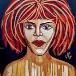 Femme rousse par libellule